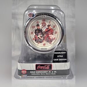 Nascar Dale Earnhardt Sr. & JR Coca Cola  Quartz Alarm Clock Signature Series